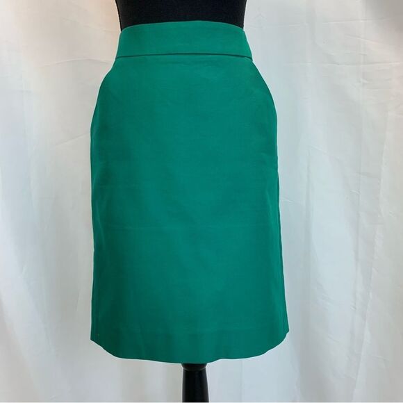 J. Crew Emerald Green pencil skirt pockets Sz 4 - Picture 2 of 11